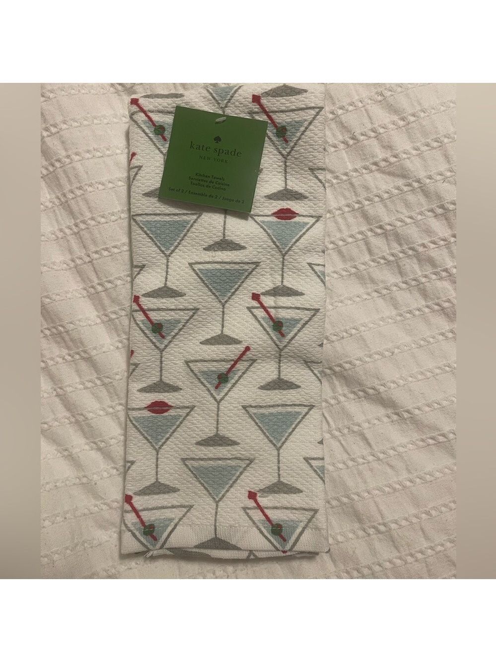 NWT ♠️Kate Spade Martini Glass Kitchen Towels